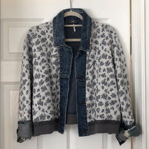 Free People Cropped Quilted Denim Jacket
